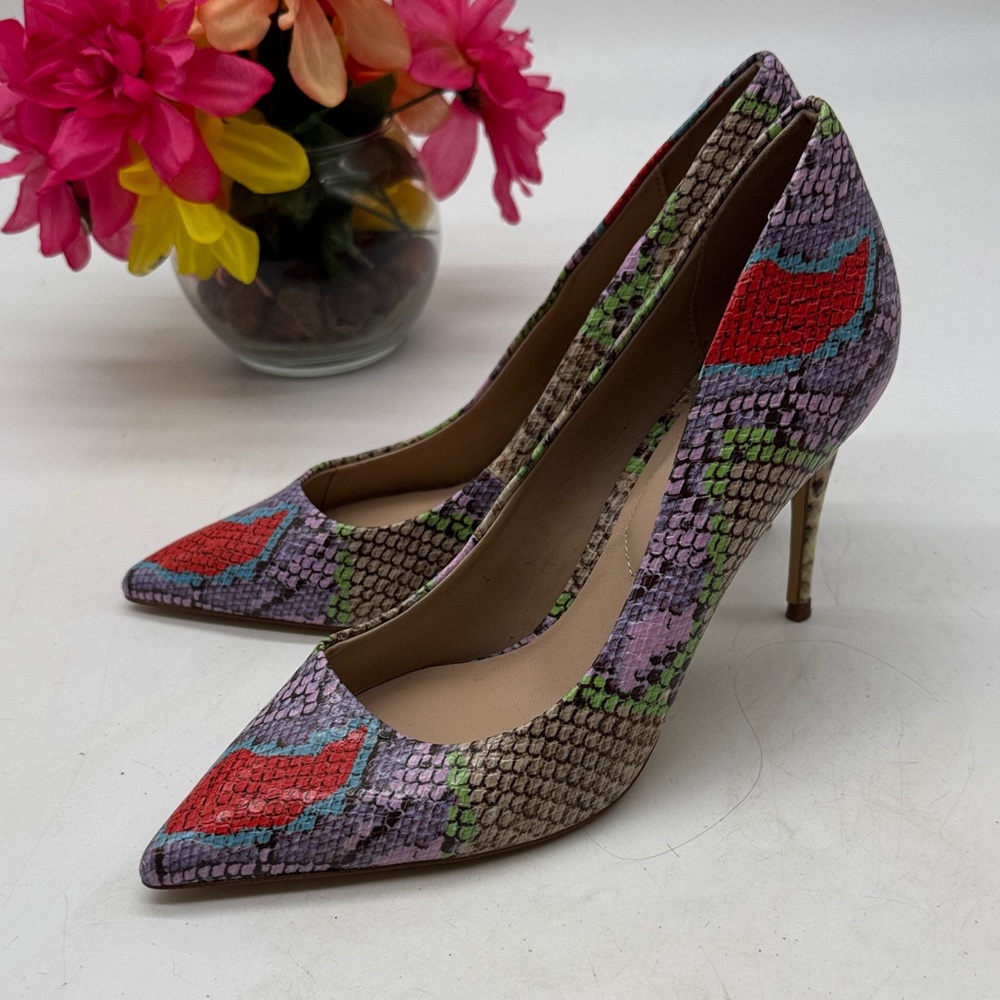 Aldo Vibrant Snakeskin Pattern Multicolor Heels Sz 8 MCH9470C